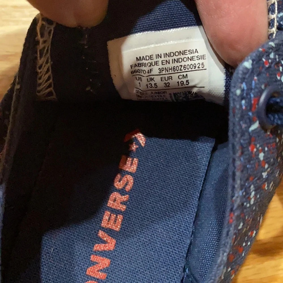 Converse Big Boy Size 1 Chuck Taylor Splatter Casual Sneaker Low Top‎ Paint Blue - Picture 5 of 8